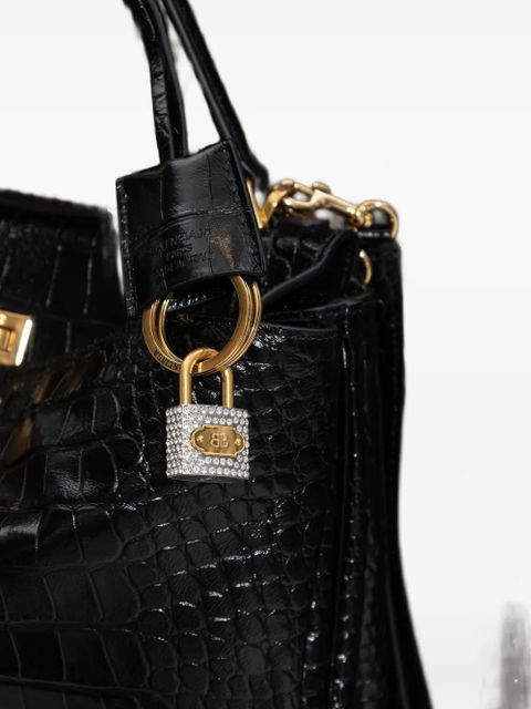 Balenciaga embellished logo-plaque keyring - Silver