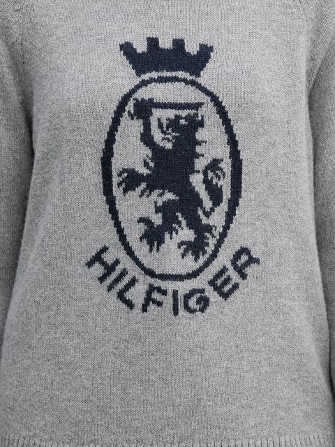 Tommy Hilfiger sweter z dodatkiem wełny damski kolor szary z półgolfem WW0WW46434