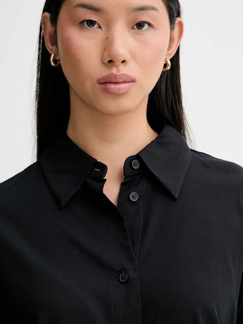 Marc O'Polo koszula damska kolor czarny regular z kołnierzykiem klasycznym 5000007985