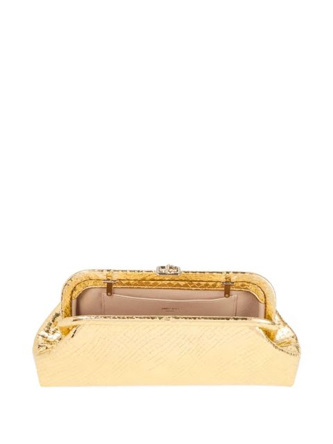 Jimmy Choo metallic textured clutch bag - Gold