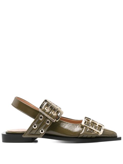 GANNI buckle-fastening ballerinas - Green - zdjęcie produktu nr 1