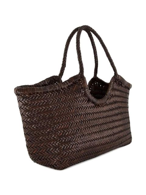 DRAGON DIFFUSION herringbone leather tote bag - Brown
