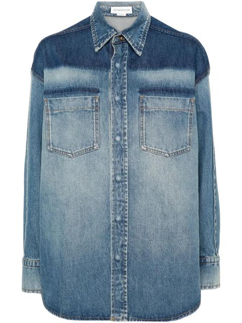 Victoria Beckham classic-collar denim shirt - Blue - zdjęcie produktu nr 1