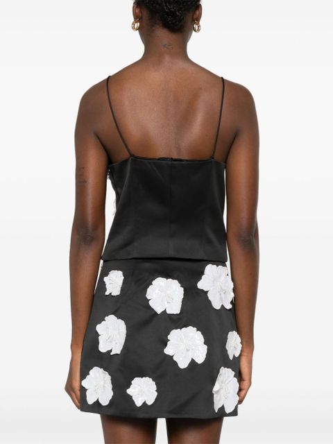 ROTATE BIRGER CHRISTENSEN flower satin top - Black