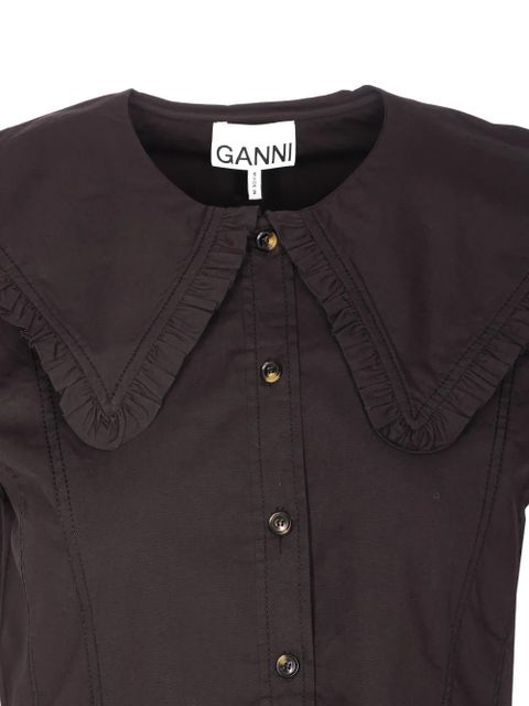 GANNI ruffled button shirt - Brown