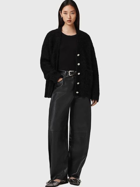 AllSaints kardigan z wełną damski kolor czarny W077KD