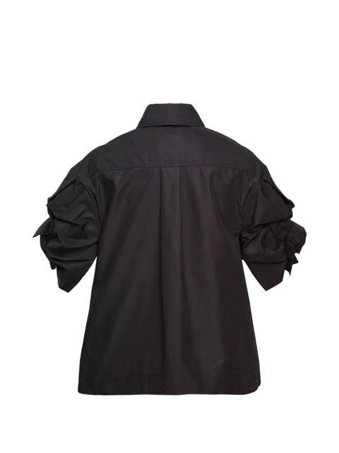 Simone Rocha rose-detail cropped shirt - Black - zdjęcie produktu nr 2