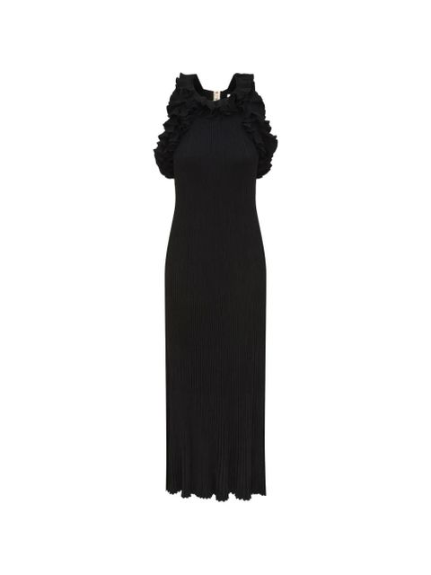 ZIMMERMANN Luna ruffle-trimmed ribbed-knit midi dress - Black - zdjęcie produktu nr 1
