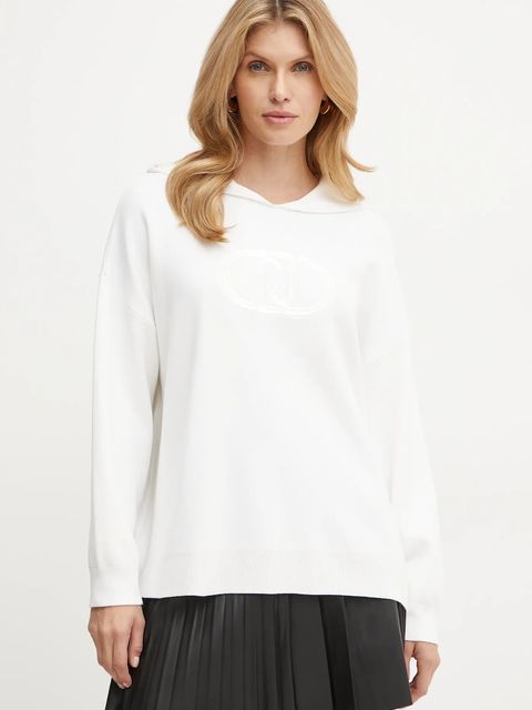 Liu Jo bluza damskie kolor beżowy z kapturem z aplikacją WF4175 MS49I