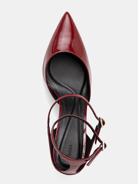 BOSS szpilki skórzane Gracey kolor bordowy 50552770