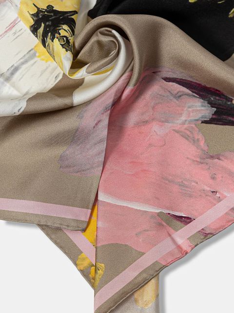 Stine Goya apaszka jedwabna damska kolor beżowy wzorzysta SG-PF25-A010-2287 - zdjęcie produktu nr 2