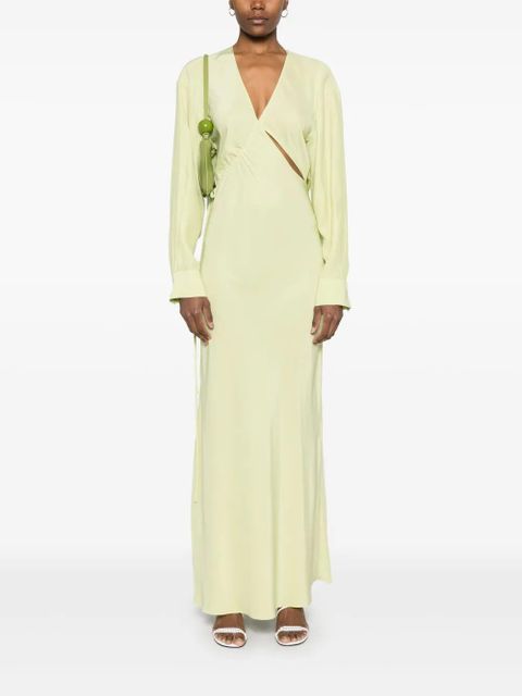 Christopher Esber cross-cut silk maxi dress - Green