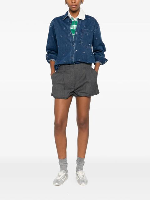 Maje crystal-embellished buttoned shirt - Blue