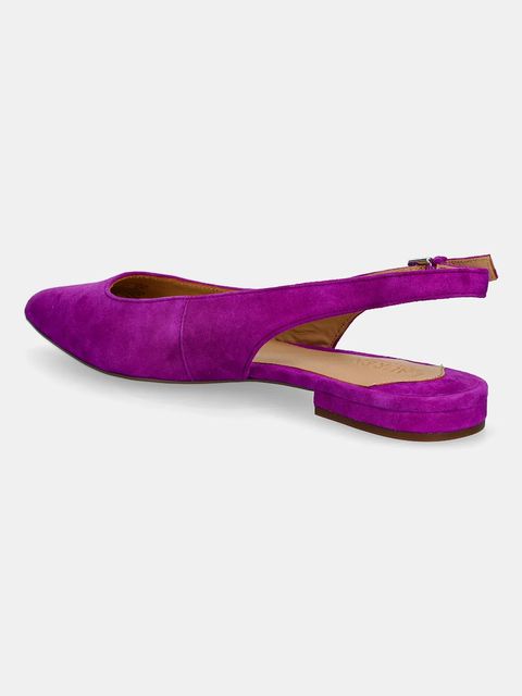 Lauren Ralph Lauren baleriny nubukowe Londyn Slbck kolor fioletowy z odkrytą piętą 802967746007