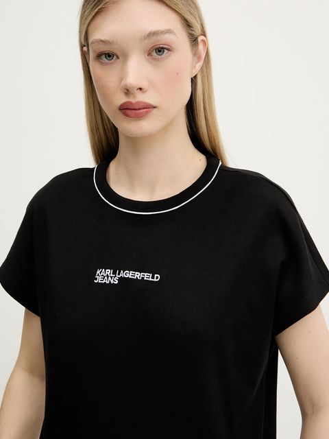 Karl Lagerfeld Jeans t-shirt bawełniany damski kolor czarny A3W17098