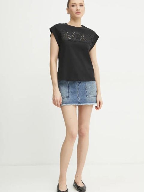 Twinset t-shirt bawełniany damski kolor czarny 251TP2073