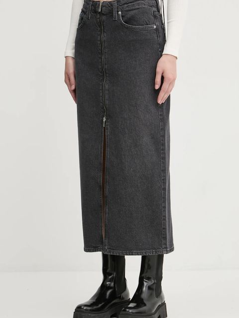 Karl Lagerfeld Jeans spódnica jeansowa kolor szary midi prosta A1W12008 - zdjęcie produktu nr 1
