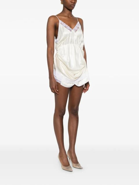 Magda Butrym lace-trim mini dress - Neutrals