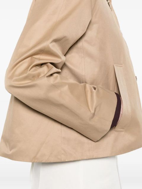Maje trimmed-collar cotton-blend jacket - Neutrals