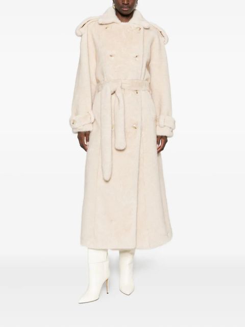 ducie Thalia double-breasted faux fur coat - Neutrals
