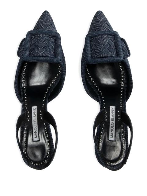 Manolo Blahnik 70mm slingback woven pumps - Blue