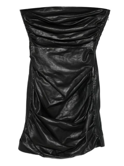 AMIRI ruched calf leather mini dress - Black - zdjęcie produktu nr 1