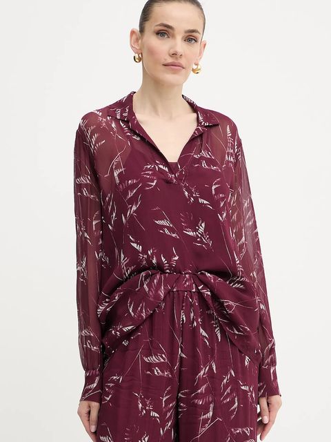 Armani Exchange bluzka damska kolor bordowy wzorzysta XW001019 AF12051 - zdjęcie produktu nr 1