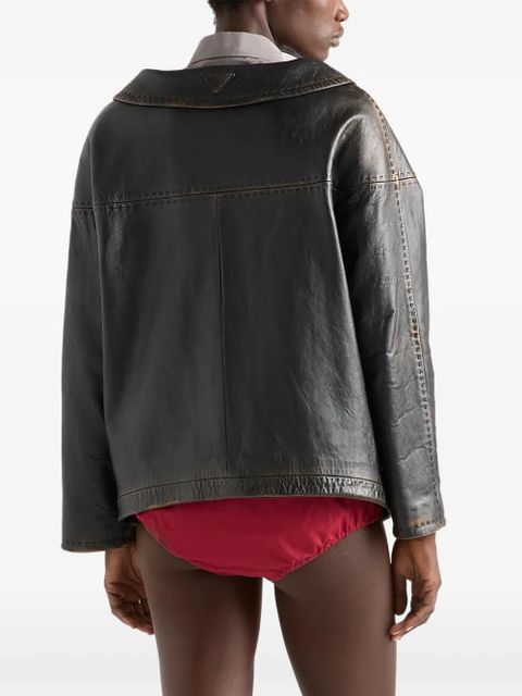 Prada antiqued nappa leather jacket - Black