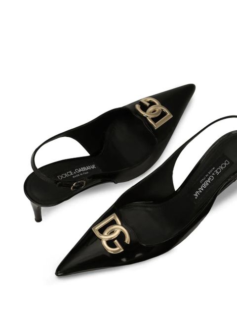 Dolce & Gabbana 60mm logo-plaque slingback pumps - Black