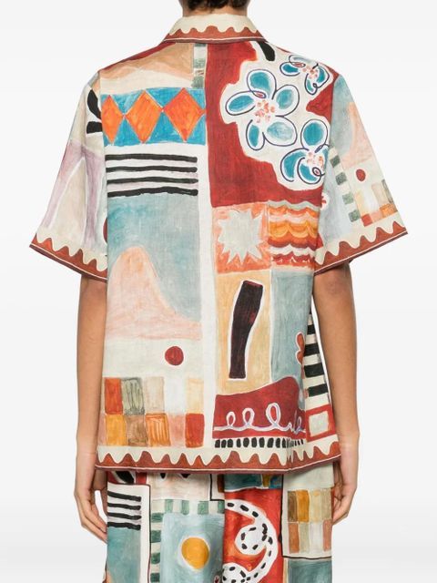 ALEMAIS Michelle abstract-print shirt - Neutrals