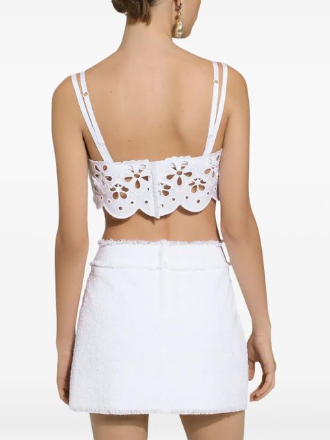 Dolce & Gabbana cut-out detailed cotton top - White