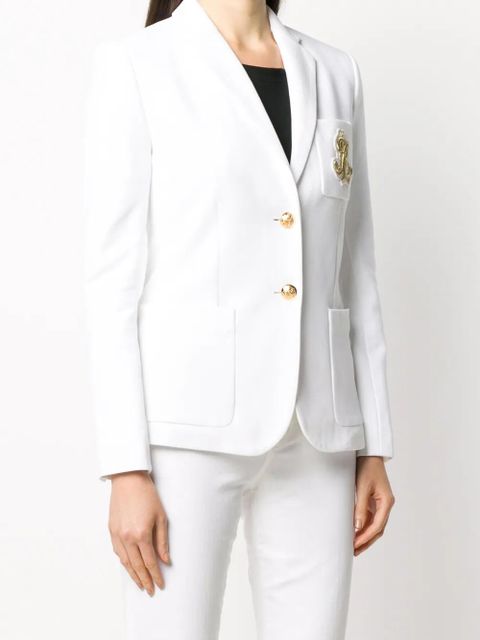 Lauren Ralph Lauren single-breasted logo blazer - White