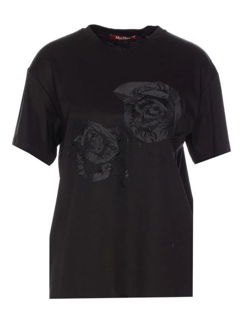 Max Mara floral-appliqué t-shirt - Black - zdjęcie produktu nr 1
