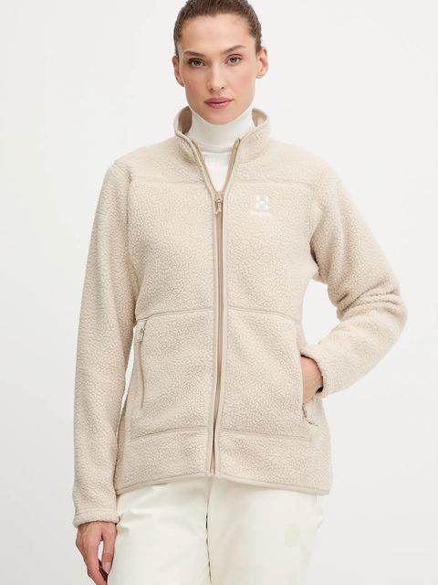 Haglöfs bluza sportowa Mossa Pile kolor beżowy gładka 606538 - zdjęcie produktu nr 1