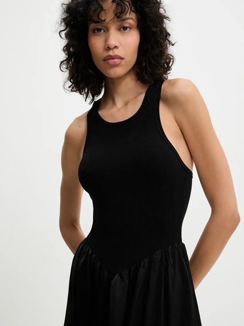 Answear.LAB sukienka kolor czarny maxi rozkloszowana