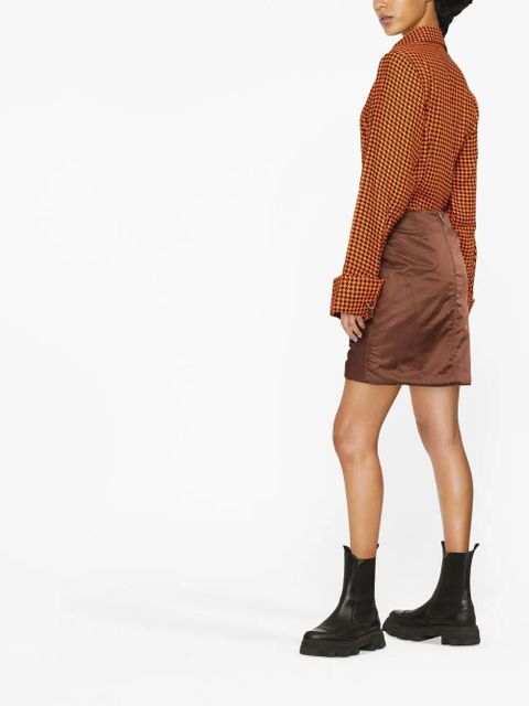 GANNI gathered mini skirt - Brown