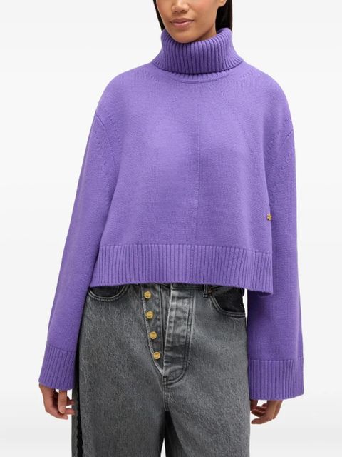 GANNI roll-neck cropped sweater - Purple - zdjęcie produktu nr 2