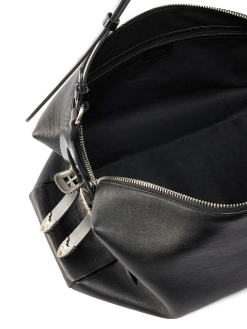 PINKO top-zip leather shoulder bag - Black