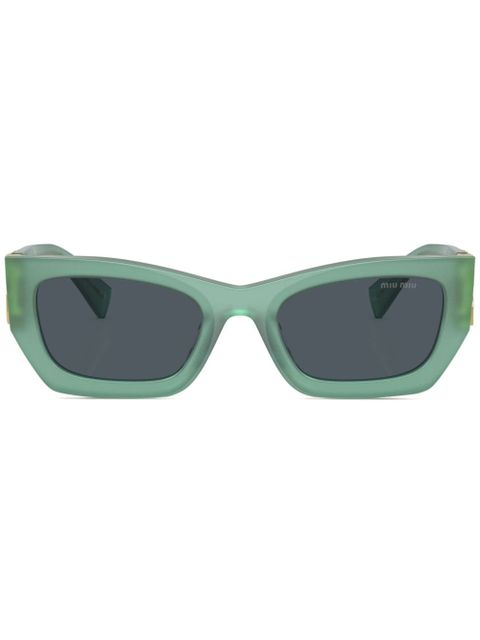 Miu Miu Eyewear logo-plaque rectangle-frame sunglasses - Green - zdjęcie produktu nr 1