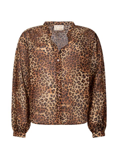 MC2 Saint Barth leopard-print semi-sheer shirt - Brown - zdjęcie produktu nr 1