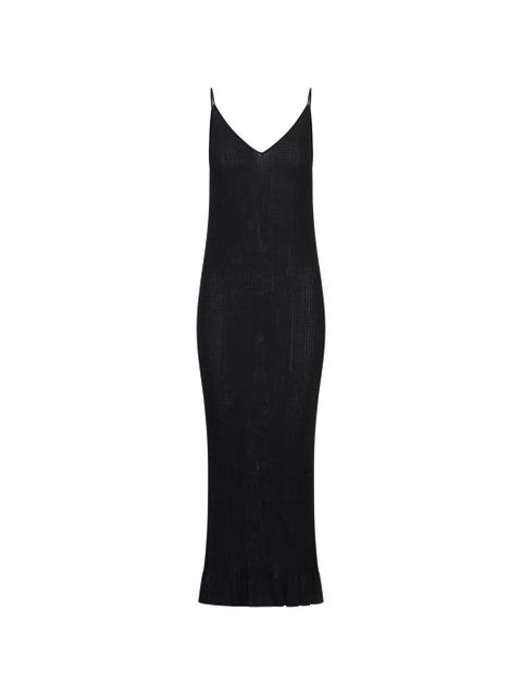 Jil Sander V-neck ruffled midi dress - Black - zdjęcie produktu nr 1