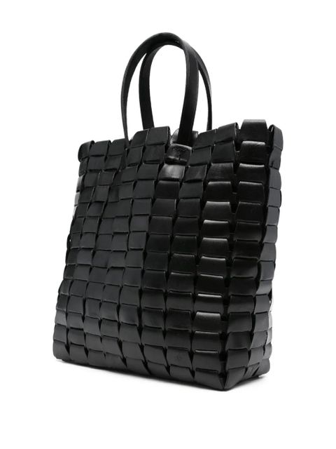 DRAGON DIFFUSION leather woven tote bag - Black