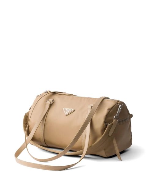 Prada large Re-Nylon and Saffiano-leather duffel bag - Brown
