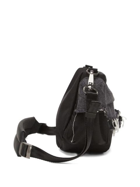 Diesel x Eastpak frayed denim shoulder bag - Black
