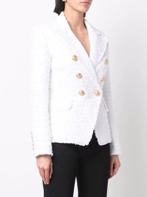 Balmain frayed-texture double-breasted jacket - White - zdjęcie produktu nr 2