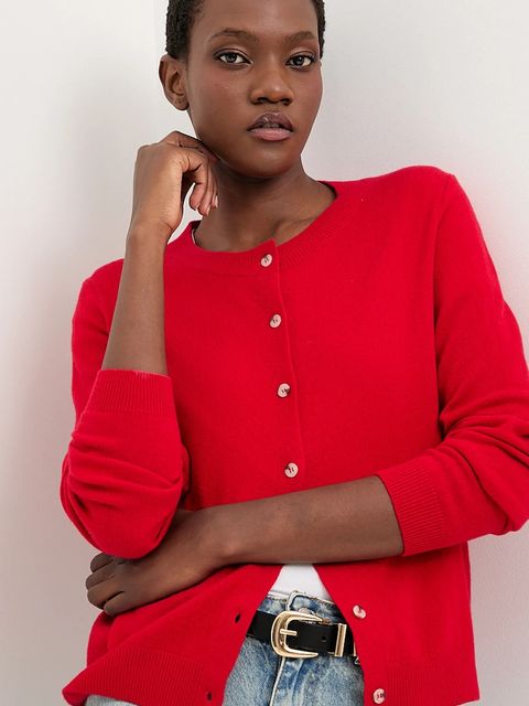 Answear.LAB kardigan z wełny merino damski kolor czerwony lekki - zdjęcie produktu nr 1