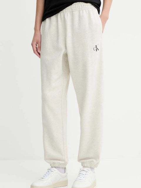 Calvin Klein Jeans spodnie dresowe damskie kolor beżowy gładkie LV047B235G - zdjęcie produktu nr 1