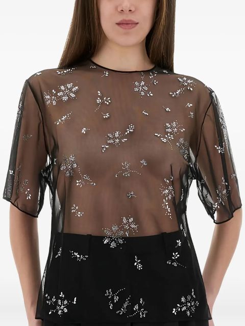 Rabanne crystal-embellished sheer top - Black - zdjęcie produktu nr 1