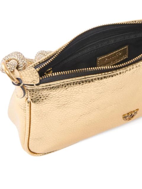 PINKO mini signature Love Birds buckle tote bag - Gold