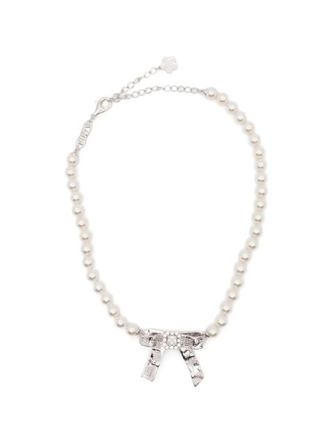 SHUSHU/TONG x YVMIN Teen Foil Bow pearl-embellished necklace - Silver - zdjęcie produktu nr 1